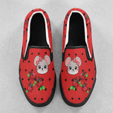 Critter Kicks Lady Bug Mouse Girls Red Slip On Canvas Shoe