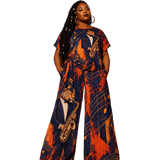 Jazz Palazzo Co-Ord Blue Leopard Saxophone Women's Pants Set
