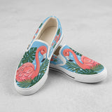 A Critter Kicks Girls Flamingo Blue Polka Dot Slip On Canvas Shoes