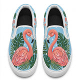 A Critter Kicks Girls Flamingo Blue Polka Dot Slip On Canvas Shoes