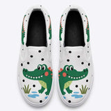 Critter Kicks Boys’ Croc Rock White Slip On Canvas Shoes
