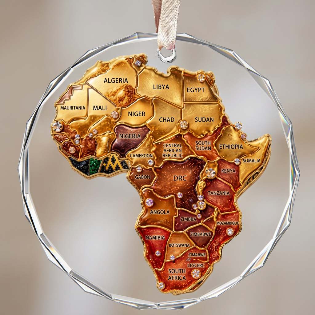 A Rich and Rich Round Crystal Africa Countries Glass Ornament