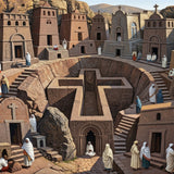 Ethiopian Rock-Hewn Churches of Lalibela Canvas Wall  Art Print 30x24inch