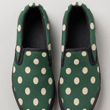 Rich and Rich Women's Forest Green Cream Polka Dot Canvas Slip On Shoes