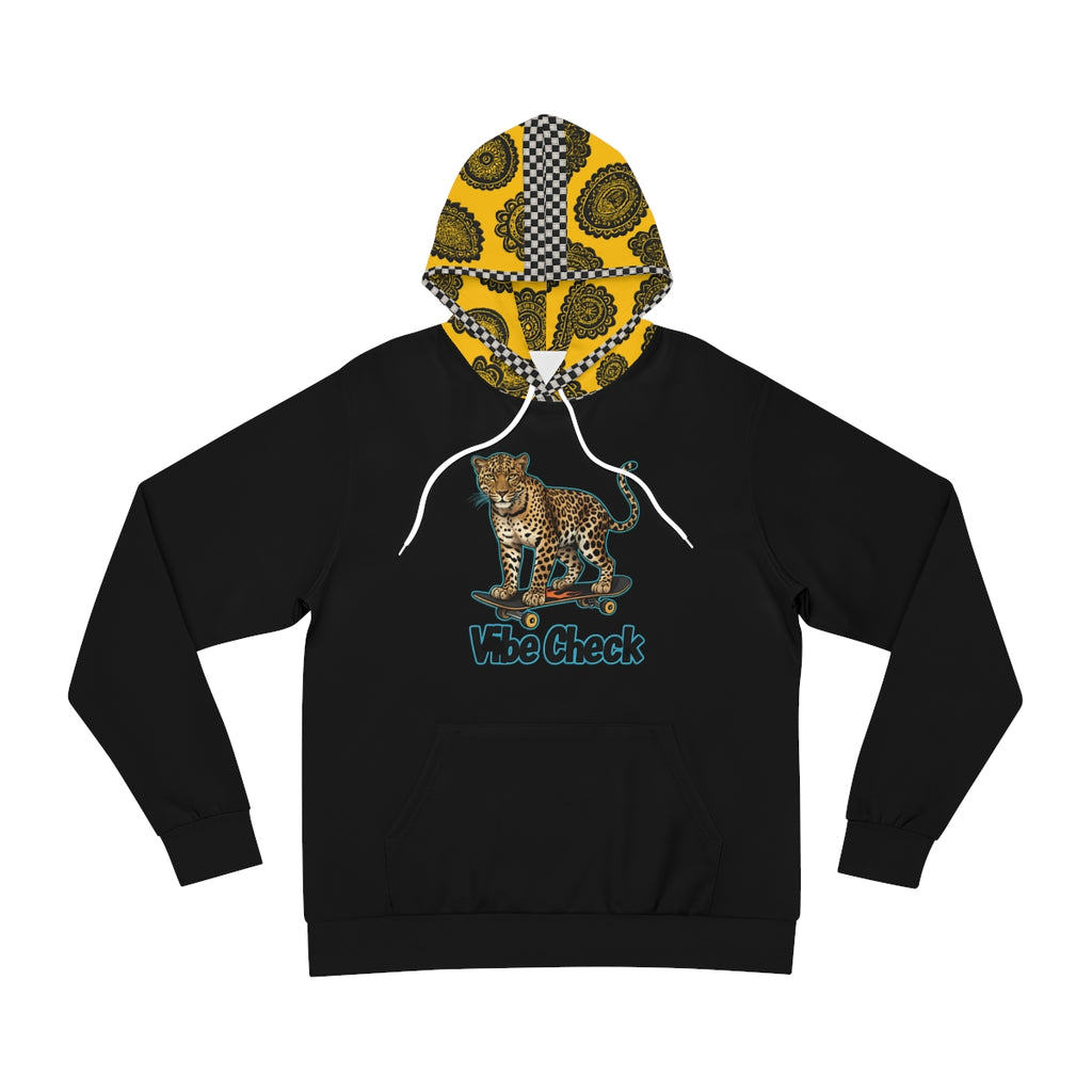 Unisex Vibe Check Hoodie with leopard skateboarding graphic design