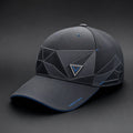 Vertex Triangulated Shadow Baseball Baseball Cap in navy with ice cyan geometric Vertex menswear design
