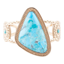 Load image into Gallery viewer, Tulum Blue Turquoise Golden Cuff Bracelet
