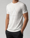 Vertex Equilateral Mark T-Shirt in off-white with graphite geometric Vertex menswear design