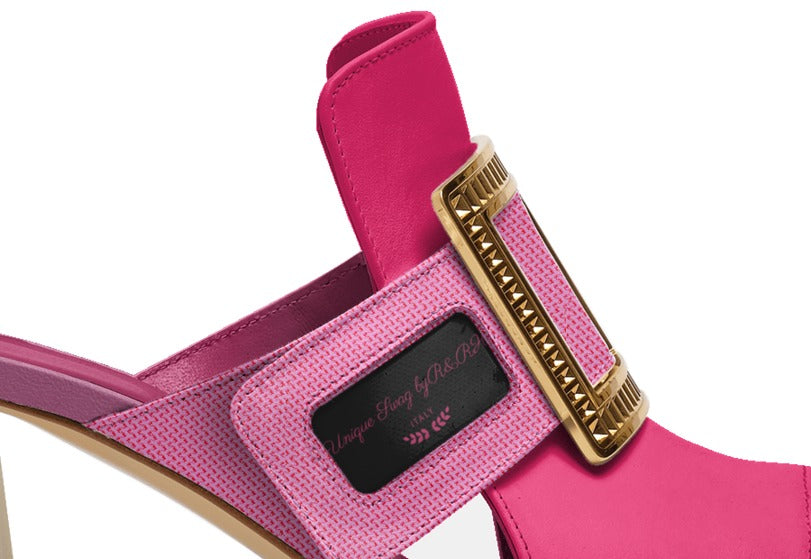 Unique Swag Rich Luxe Women's Pink Sandal With Gold Buckle Accent