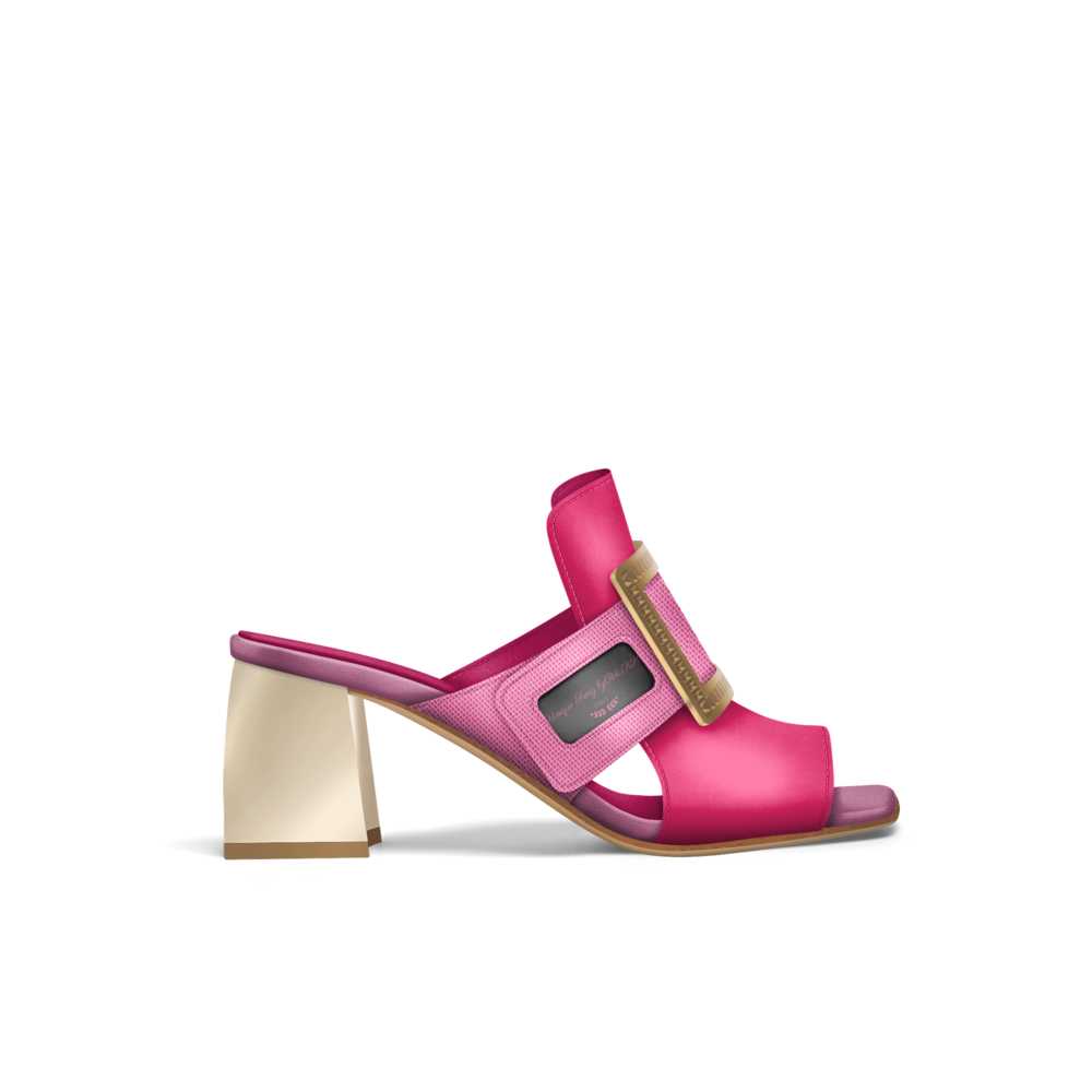 Unique Swag Rich Luxe Women's Pink Sandal With Gold Buckle Accent
