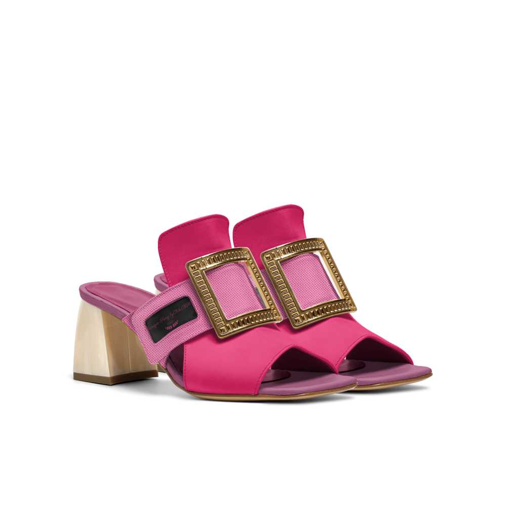 Unique Swag Rich Luxe Women's Pink Sandal With Gold Buckle Accent