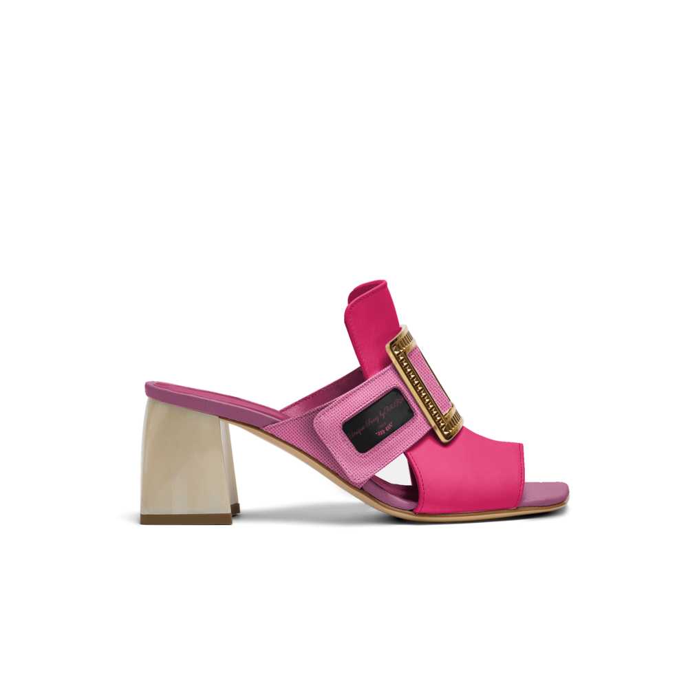 Unique Swag Rich Luxe Women's Pink Sandal With Gold Buckle Accent
