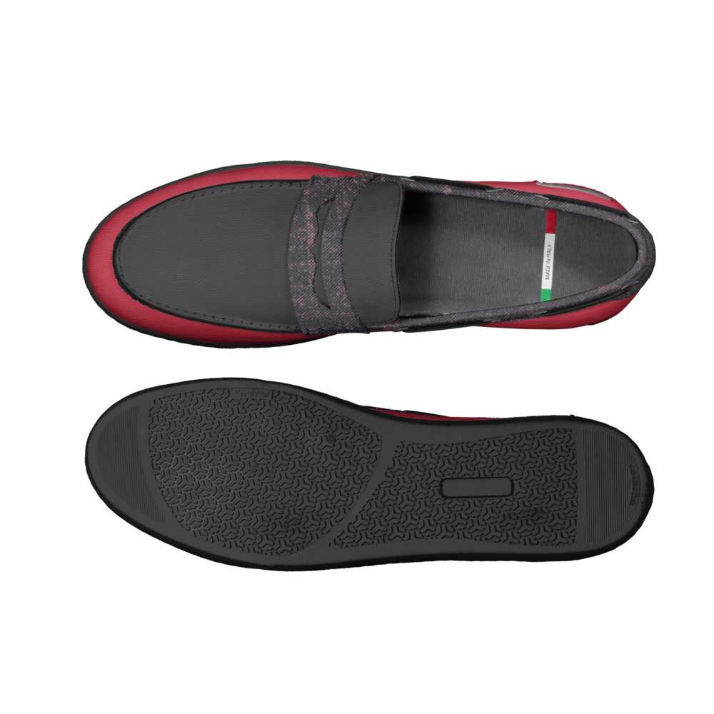 Men's red leather penny loafer with moccasin styling and leather laces — additional view 9
