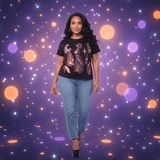 Enchanted Halloween Motif Women's Black T-Shirt