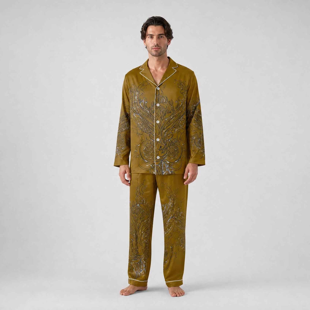 Rich and Rich Men's Brown Luxury Pajama Shirt - Rich and Rich Homeopportunities