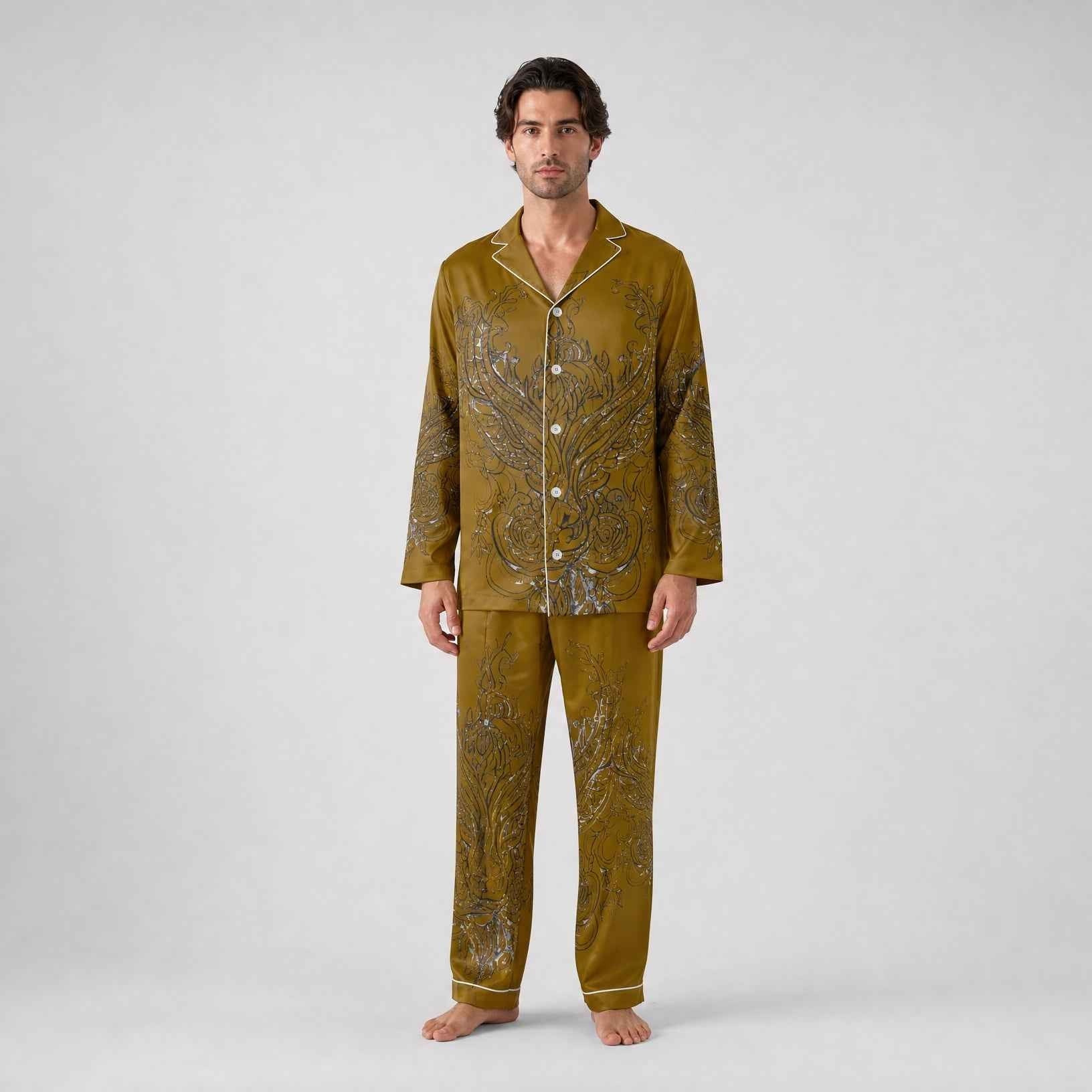 Rich and Rich Men's Brown Luxury Pajama Shirt - Rich and Rich Homeopportunities