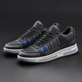 Vertex Algorithm Stripe Sneaker in charcoal with ultraviolet geometric Vertex menswear design
