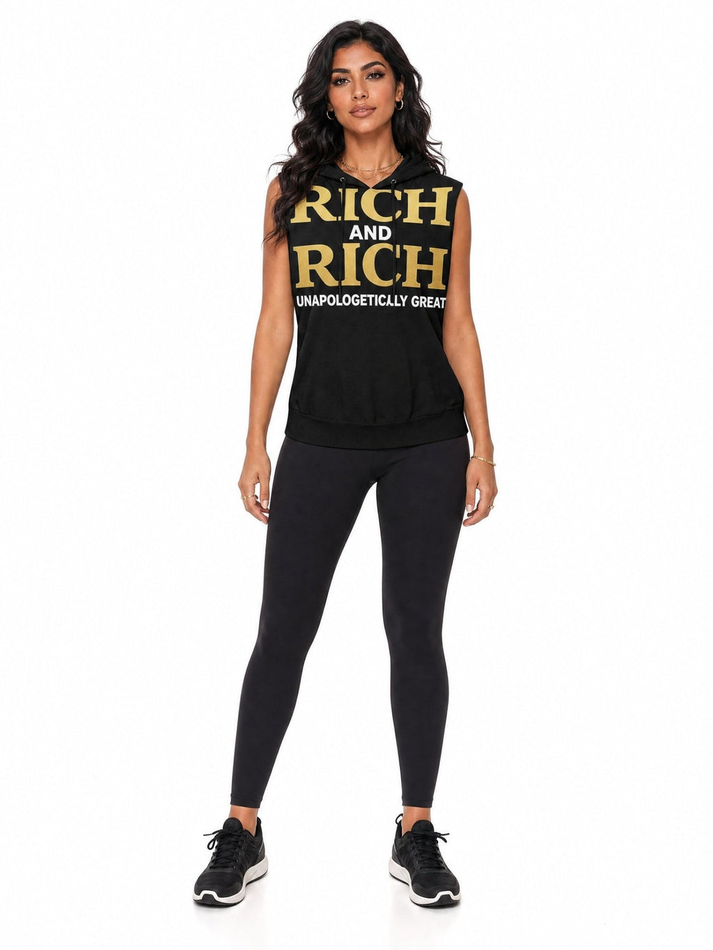 Rich and Rich Women's Black Unapologetically Great Sleeveless Hoodie - Rich and Rich Homeopportunities