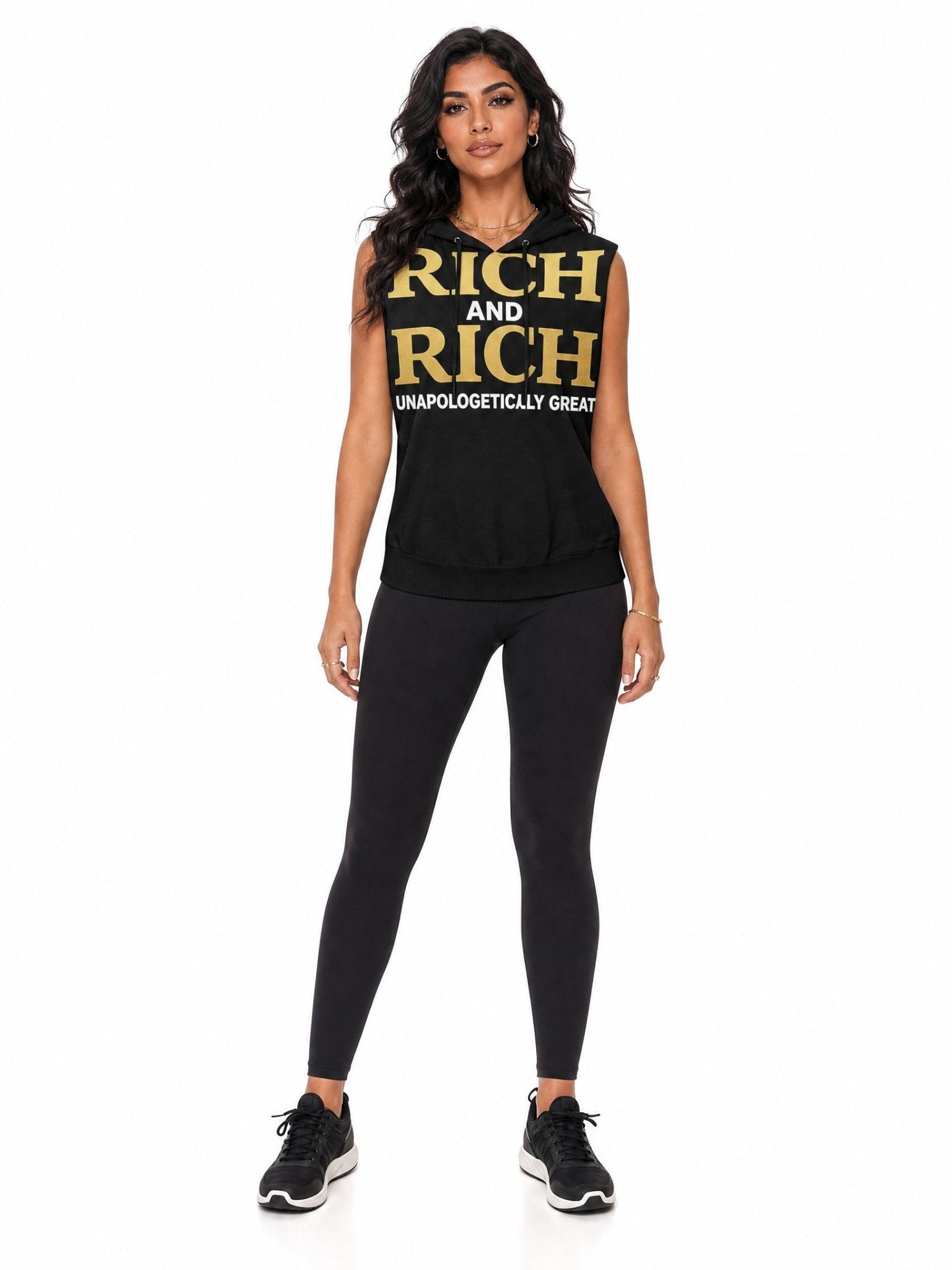 Rich and Rich Women's Black Unapologetically Great Sleeveless Hoodie - Rich and Rich Homeopportunities