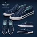 Vertex Coordinate Field Slip-On Shoe Slip-On Shoe in navy with ice cyan geometric Vertex menswear design