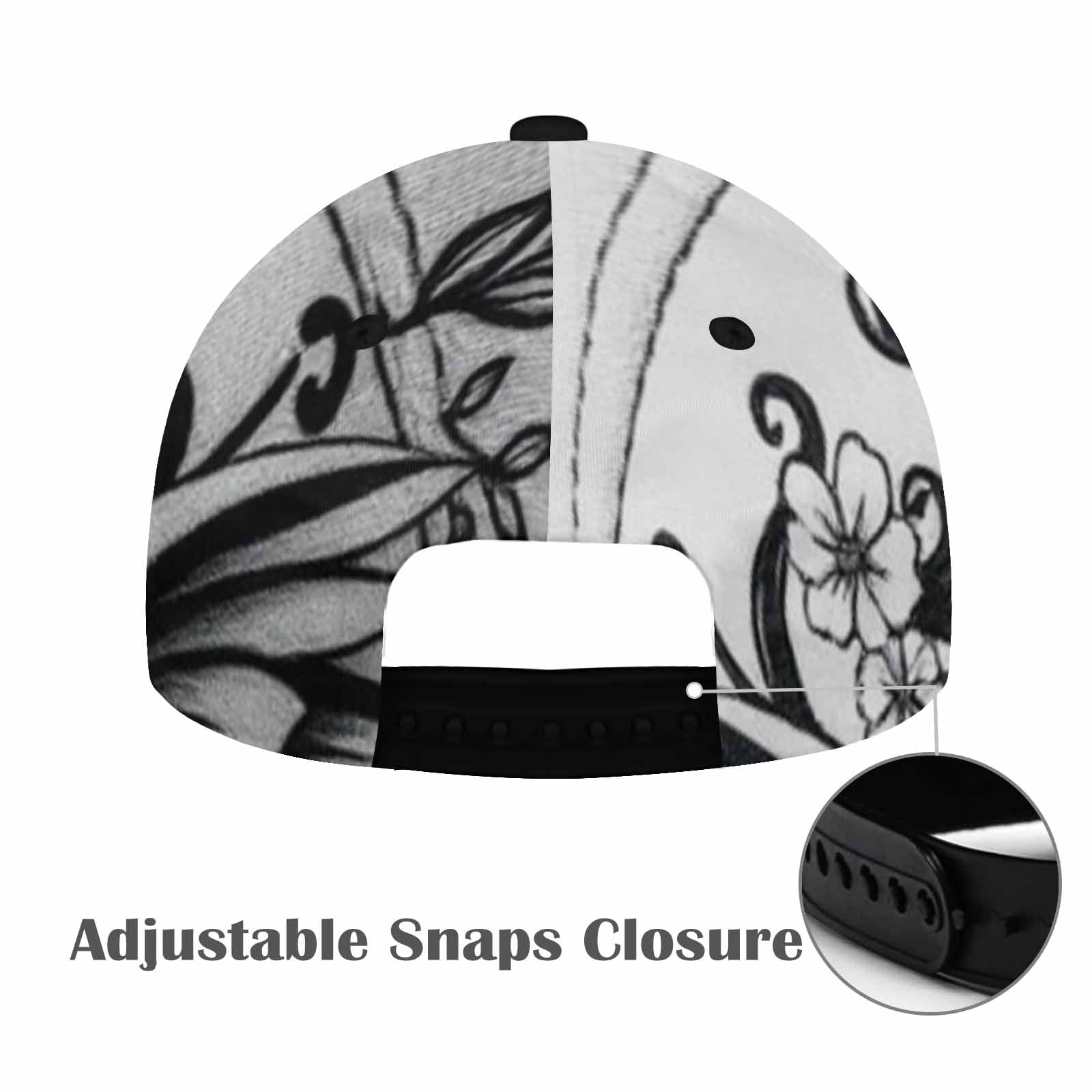R&RH Men's White Abstract Snapback Hat with adjustable strap
